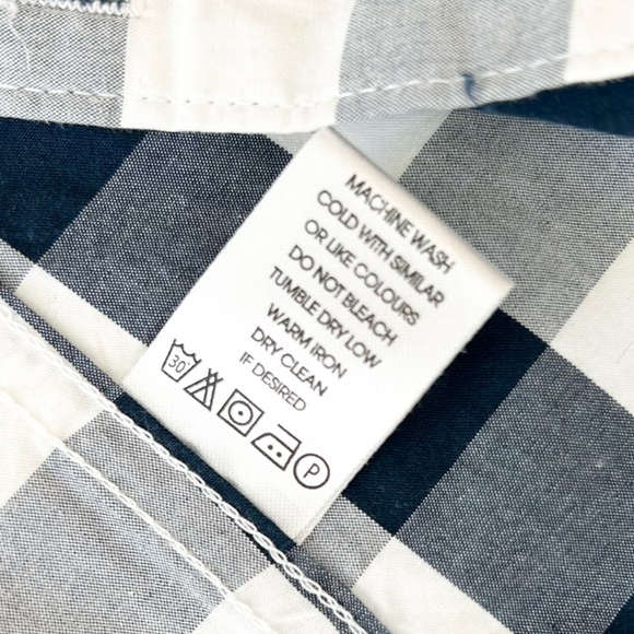 Men’s Cactus Blue & white Gingham Button Down Short Sleeve Shirt - Picture 8 of 10